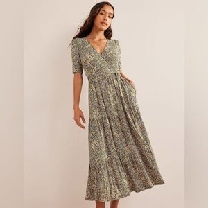 Boden Womens Tiered Wrap Jersey Maxi Dress size 14R